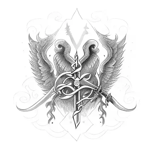 caduceus with a sword tattoo design idea