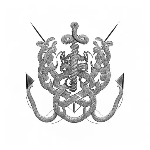 caduceus but a sword instead of a rod , snake's are bleeding, tattoo design idea