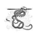 snakes around sword which are bleeding tattoo design idea