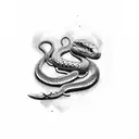 snakes around sword which are bleeding tattoo design idea