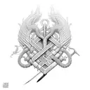 caduceus but a sword instead of a rod , snake's are bleeding, tattoo design idea