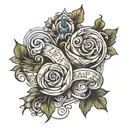 2  scroll name and date tattoo design idea