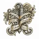 2  scroll name and date tattoo design idea