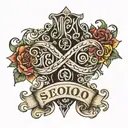 2  scroll name and date tattoo design idea