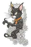 Butch. The black cat from the cartoon "Tom and Jerry" tattoo design idea