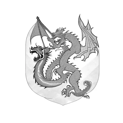 philippines flag with dragon with sword with flowers tattoo design idea