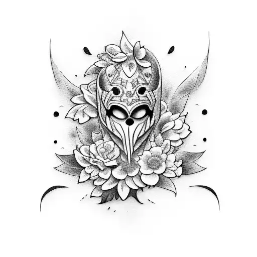 jhin with flowers tattoo design idea