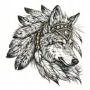 wolf feather headdress  tattoo design idea