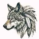 wolf feather headdress  tattoo design idea