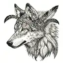 wolf feather headdress  tattoo design idea