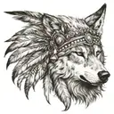 wolf feather headdress  tattoo design idea