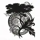 tree with four elements tattoo design idea