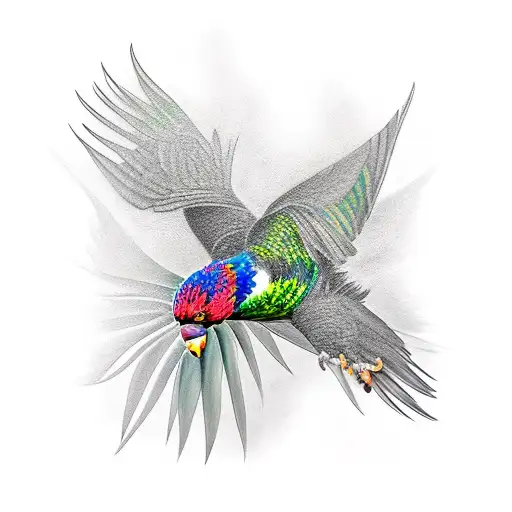 lorikeet flying  tattoo design idea