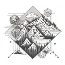 Mountain scene geometric tattoo. Incorporate DNA double helix.  tattoo design idea