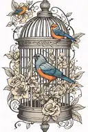 bird cage shattered tattoo design idea