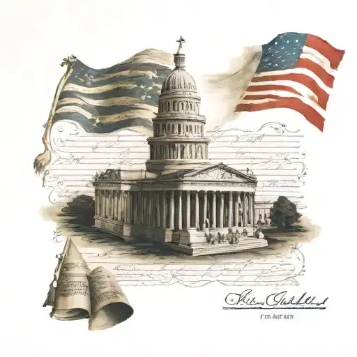 Constitution on top fading to flag bottom tattoo design idea