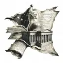 Constitution on top fading to flag bottom tattoo design idea