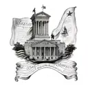 Constitution on top fading to flag bottom tattoo design idea