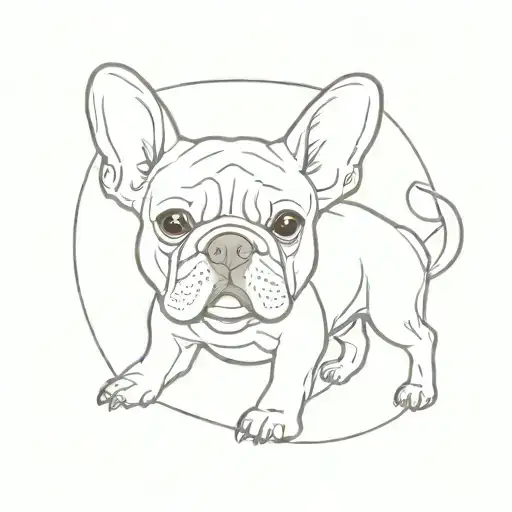 French bulldog and cat tattoo design idea