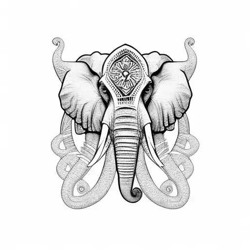 banana tree elephant tattoo design idea