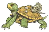 Turtle kicks Rabbit tattoo design idea