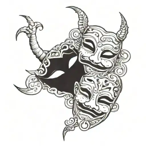 laugh now cry later mask tattoo design idea
