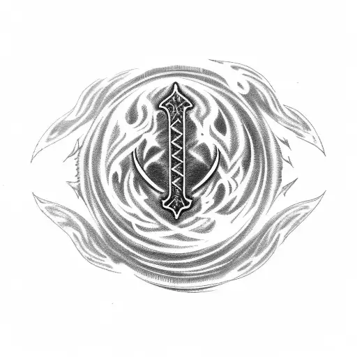 Bloodborne Moon Rune Surrounded by Fire tattoo design idea