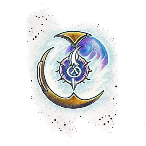 Bloodborne Moon Rune Surrounded by Fire tattoo design idea