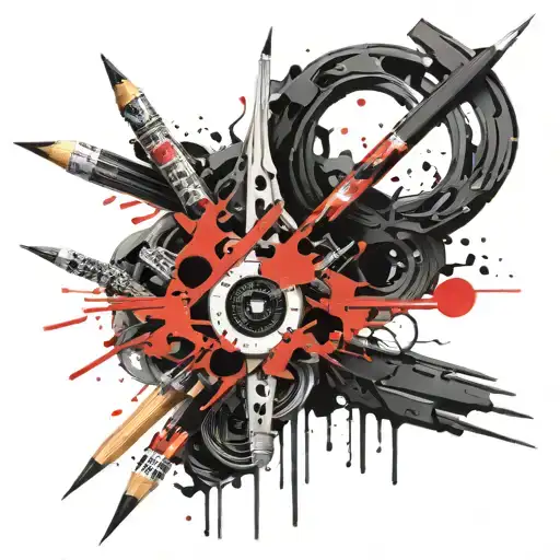 Pencils and art supplies tattoo design idea