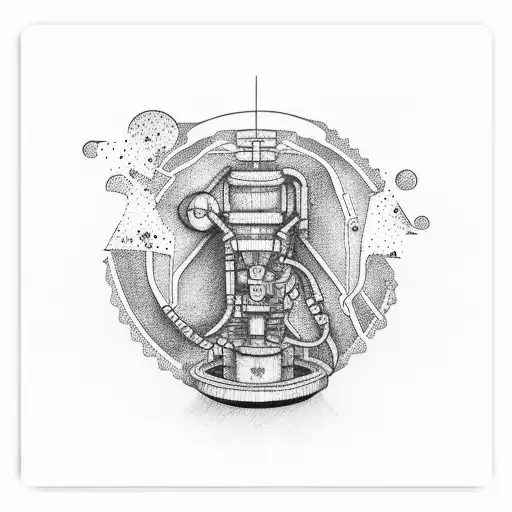 steam engine crash girl tattoo design idea