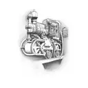 steam engine coming at a girl tattoo design idea