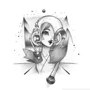 steam engine crash girl tattoo design idea