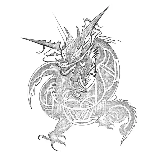 Polynesian dragon tattoo design idea