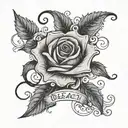 The name delacy in cursive with a rose  tattoo design idea