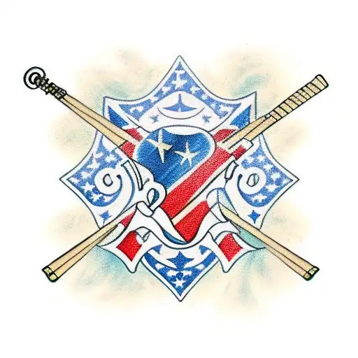 Traditional style Cuban flag with musical instruments incorporated tattoo design idea