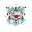 Traditional style Cuban flag with musical instruments incorporated tattoo design idea