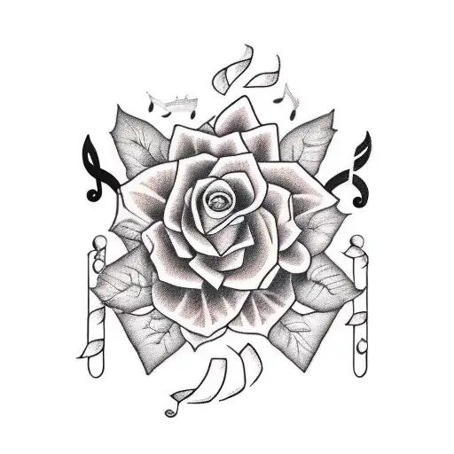 vines that are made of musical notes & bars. the musical nots turn into flowers tattoo design idea