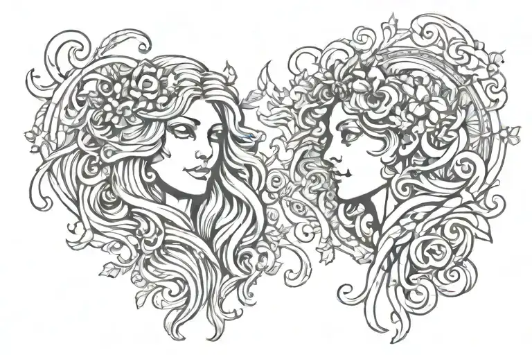 leo and virgo tattoo design idea