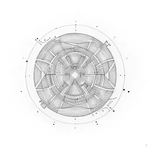 round maze with a negative space in the centre in the shape of a semicolon tattoo design idea