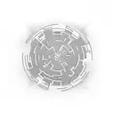 round maze like the one in the movie prisoners, but with a negative space in the centre in the shape of a semicolon tattoo design idea