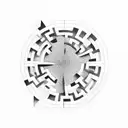 round maze like the one in the movie prisoners, but with a negative space in the centre in the shape of a semicolon tattoo design idea