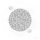 round maze like the one in the movie prisoners, but with a negative space in the centre in the shape of a semicolon tattoo design idea