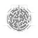 round maze like the one in the movie prisoners, but with a negative space in the centre in the shape of a semicolon tattoo design idea