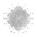 round maze with a negative space in the centre in the shape of a semicolon tattoo design idea