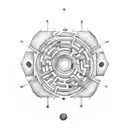 round maze with a negative space in the centre in the shape of a semicolon tattoo design idea