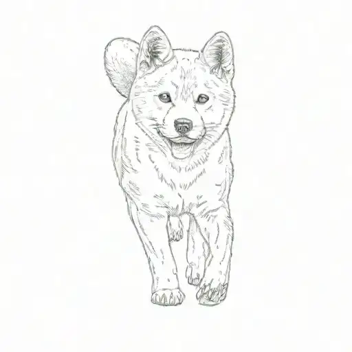 Shiba inu running border tattoo design idea