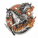 Trash Polka "horse Emerging From The Sea Of Fire. Planet Mars In The Background." Tattoo Design Idea tattoo design idea