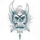 skull with dagger, or motorcycle, or plane, freedom tattoo design idea