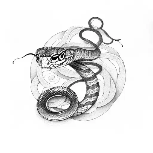 Snake and butterfly  tattoo design idea