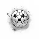 A dog catching a soccer ball in its mouth tattoo design idea